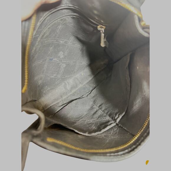 Longchamp Foulonné Medium Leather Crossbody Bag – Black Pebbled Leather Handbag - Picture 11 of 12